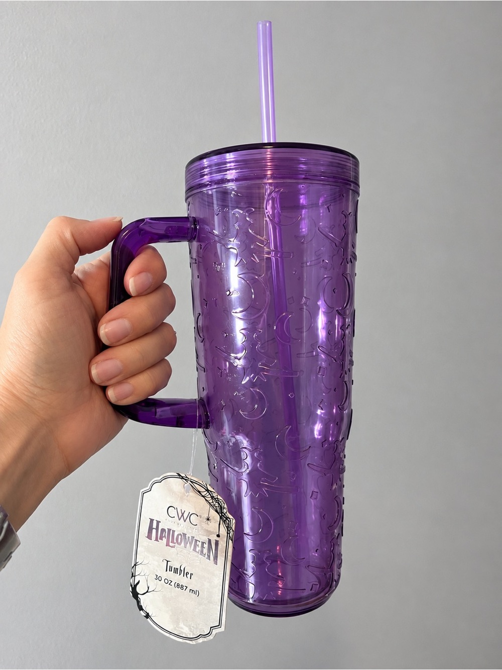 CWC Halloween Purple Witch 30 Oz Tumbler with Handle & Straw | NWT